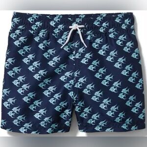 Janie and Jack Boys Size 3 Navy Blue Fish Print Swim Trunks